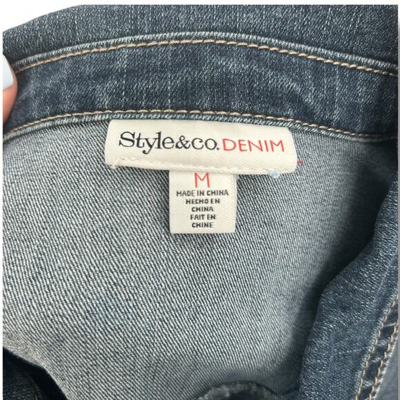 Style & Co Denim Jacket Size Medium Medium Blue Button Front Classic Fit Jean - Picture 4 of 5